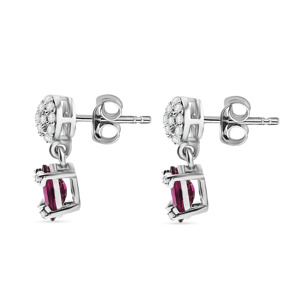 D'Joy Orissa Natural Rhodolite Garnet, White Zircon Dangling Earring in Platinum Overlay Sterling Silver 2.51 Ct._8412036_3