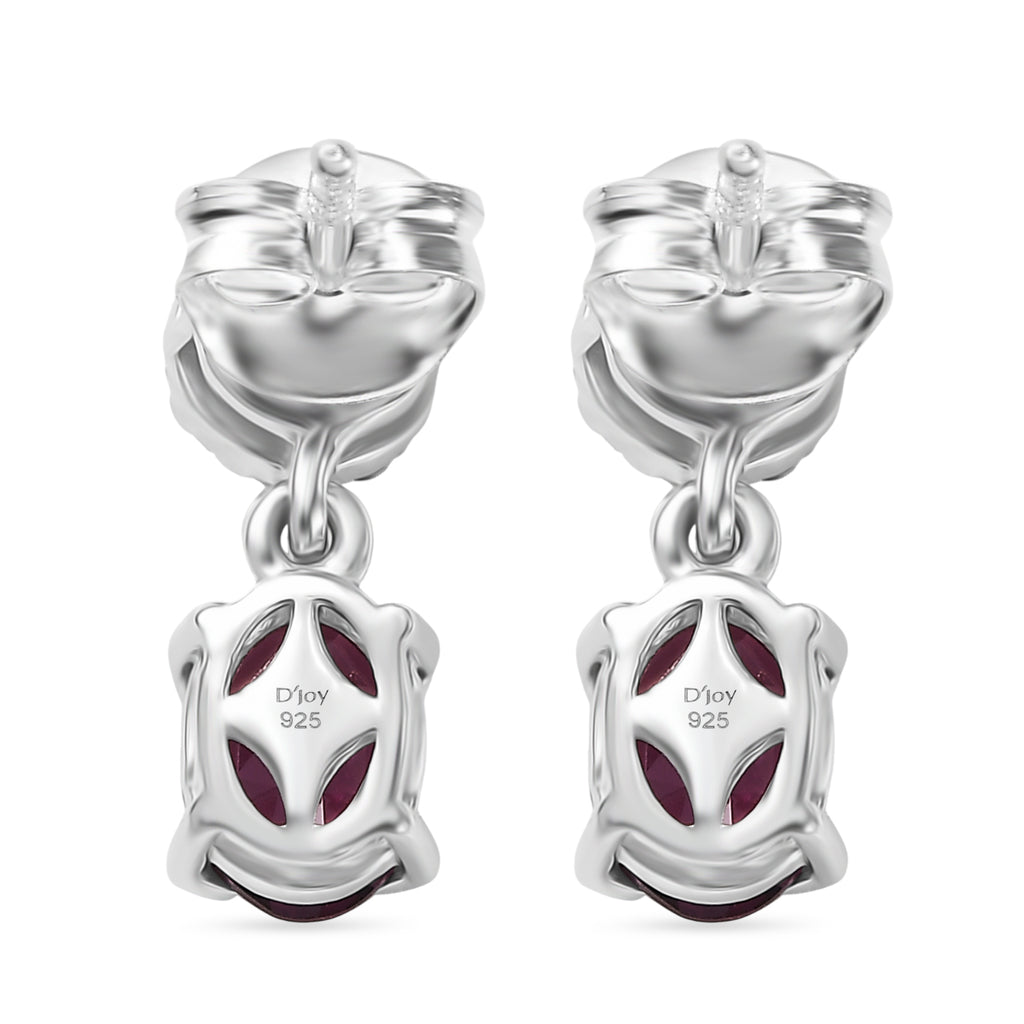 D'Joy Orissa Natural Rhodolite Garnet, White Zircon Dangling Earring in Platinum Overlay Sterling Silver 2.51 Ct._8412036_4