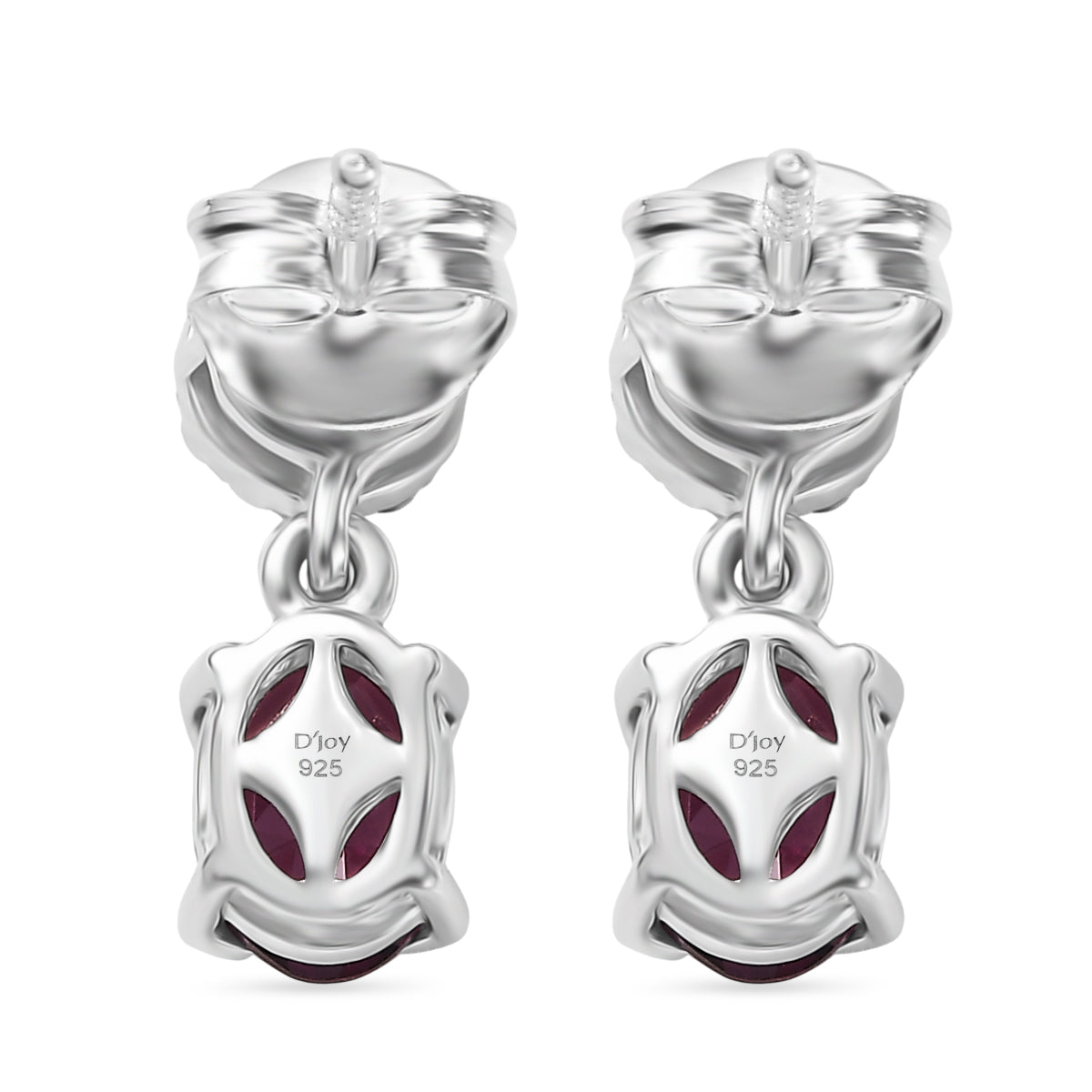 D'Joy Orissa Natural Rhodolite Garnet, White Zircon Dangling Earring in Platinum Overlay Sterling Silver 2.51 Ct. V32515765 5