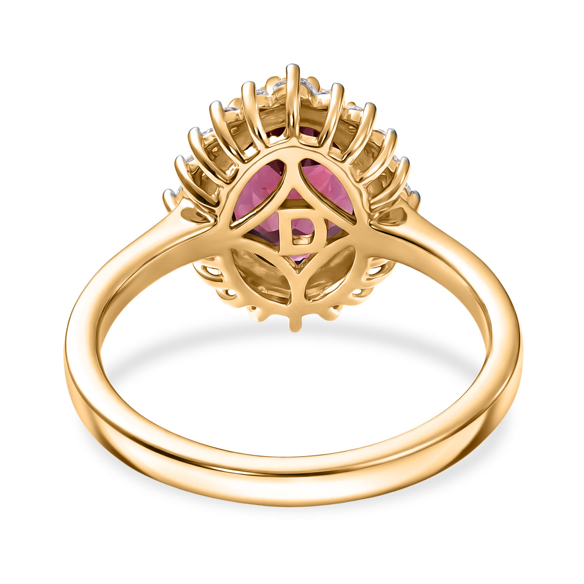 D'Joy Orissa Natural Rhodolite Garnet, White Zircon Halo Ring in 18K Vermeil Yellow Gold Plated Sterling Silver 3 Ct. 8412084 5
