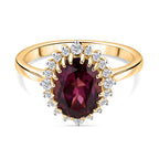 D'Joy Rhodolite Garnet & White Zircon Halo Ring in 18K Vermeil Yellow Gold Plated Sterling Silver 3.00 Ct._8412086