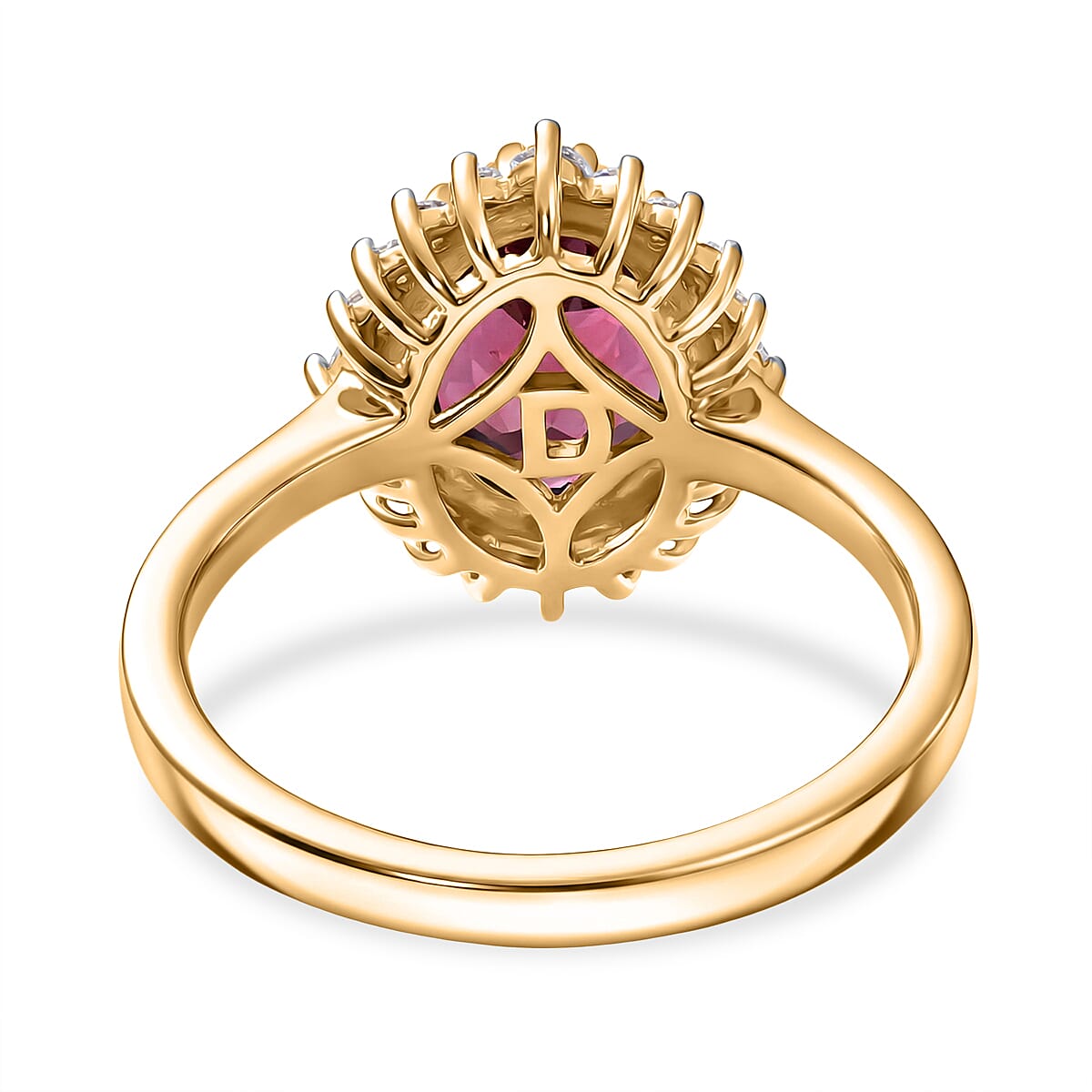 D'Joy Orissa Natural Rhodolite Garnet, White Zircon Halo Ring in 18K Vermeil Yellow Gold Plated Sterling Silver 3 Ct. V32520411 5