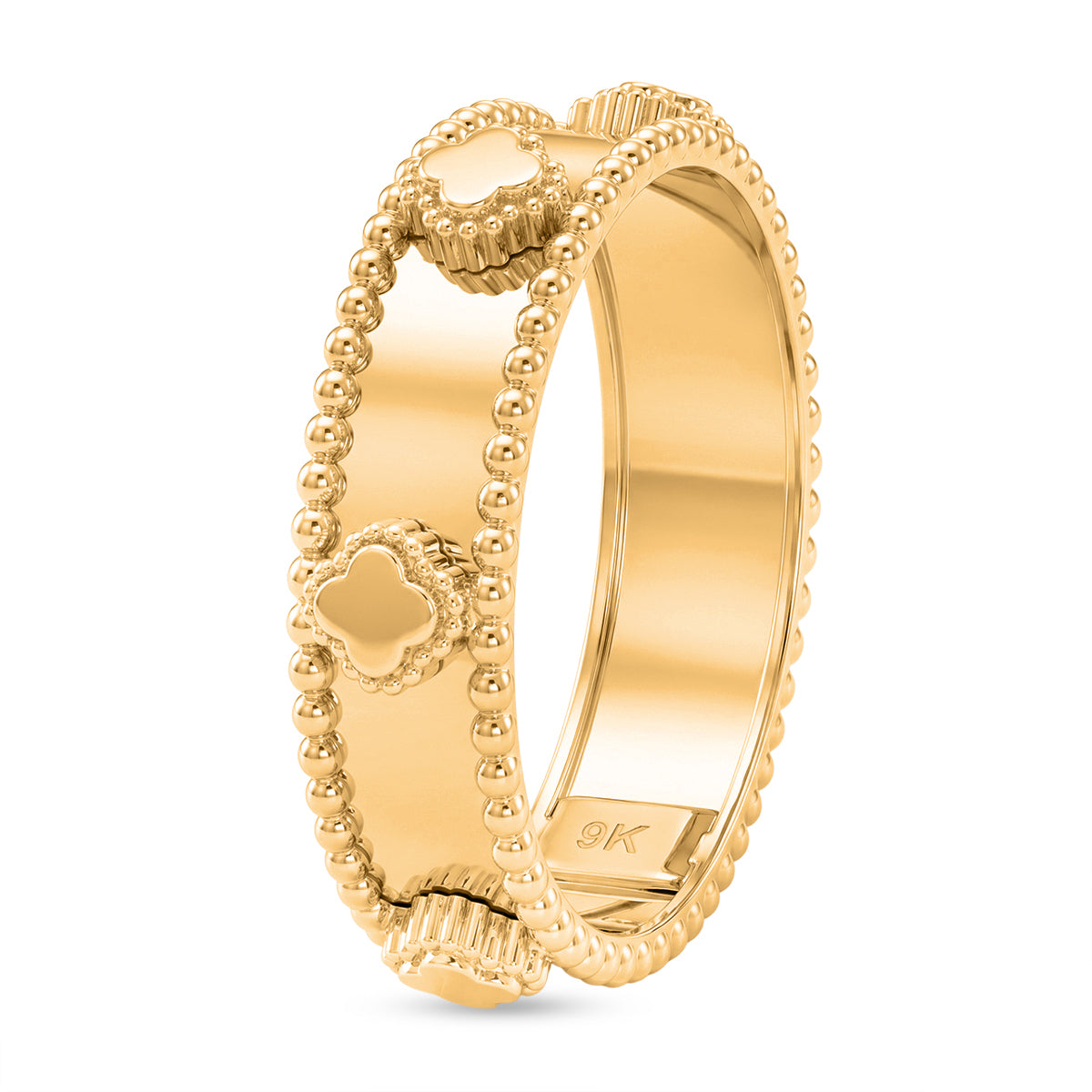 9K Yellow Gold Clover Band Ring V32563026 4