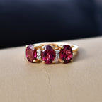D'Joy Orissa Natural Rhodolite Garnet & White Zircon 3 Stone Ring in 18K Vermeil Yellow Gold Plated Sterling Silver 3.35 Ct._8412171_1