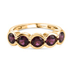 D'Joy Rhodolite Garnet 5 Stone Ring in Yellow Gold Plated Sterling Silver 2.27 Ct._8412179