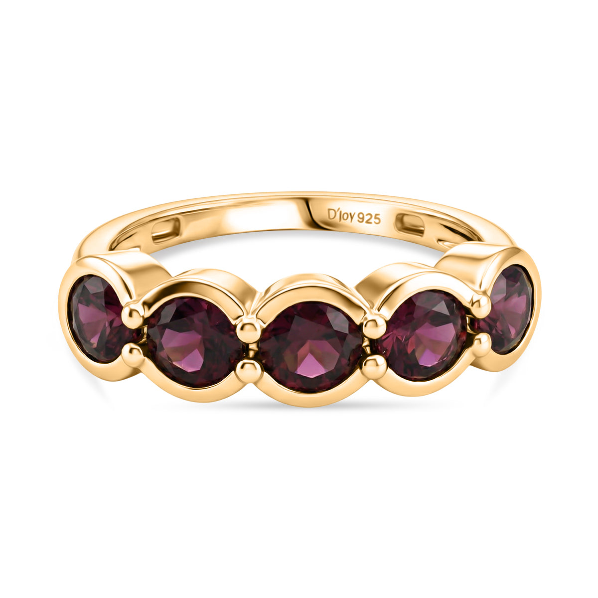 D'Joy Orissa Natural Rhodolite Garnet 5-Stone Ring in Yellow Gold Plated Sterling Silver 2.27 Ct. V32534458 0