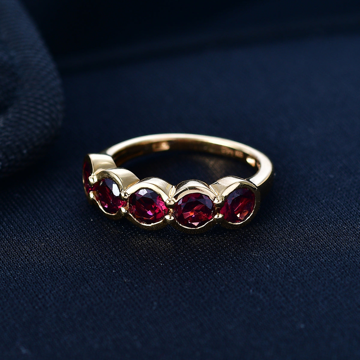 D'Joy Orissa Natural Rhodolite Garnet 5-Stone Ring in Yellow Gold Plated Sterling Silver 2.27 Ct. V32534458 2
