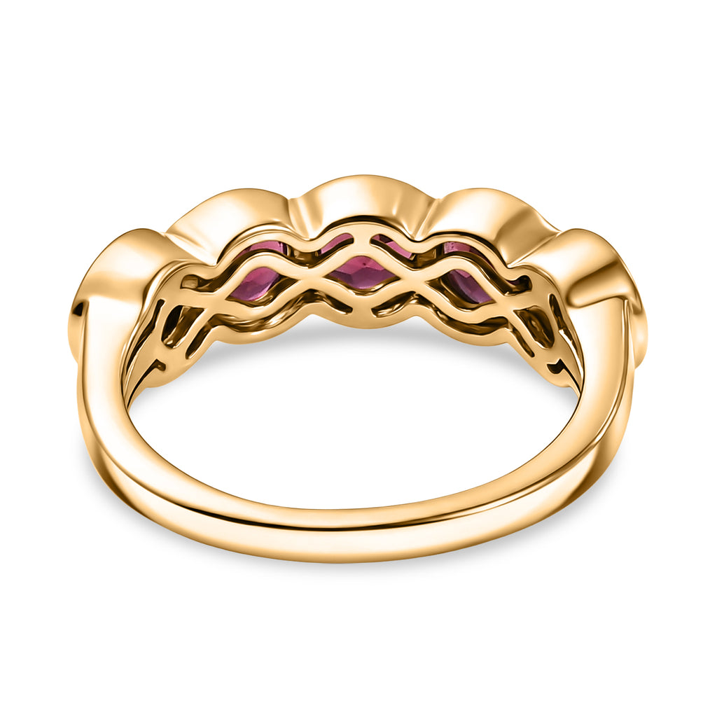 D'Joy Rhodolite Garnet 5 Stone Ring in Yellow Gold Plated Sterling Silver 2.27 Ct._8412179_4