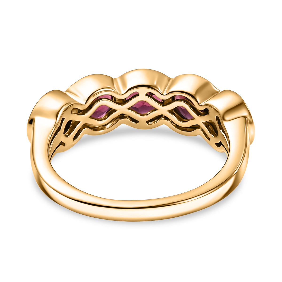 D'Joy Orissa Natural Rhodolite Garnet 5-Stone Ring in Yellow Gold Plated Sterling Silver 2.27 Ct. V32534458 5