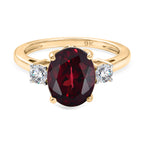Biggest Size- 9K Yellow Gold Premium Orissa Natural Rhodolite Garnet & Lab Grown Diamond (SI/GH) Ring 4.20 Ct._8412191