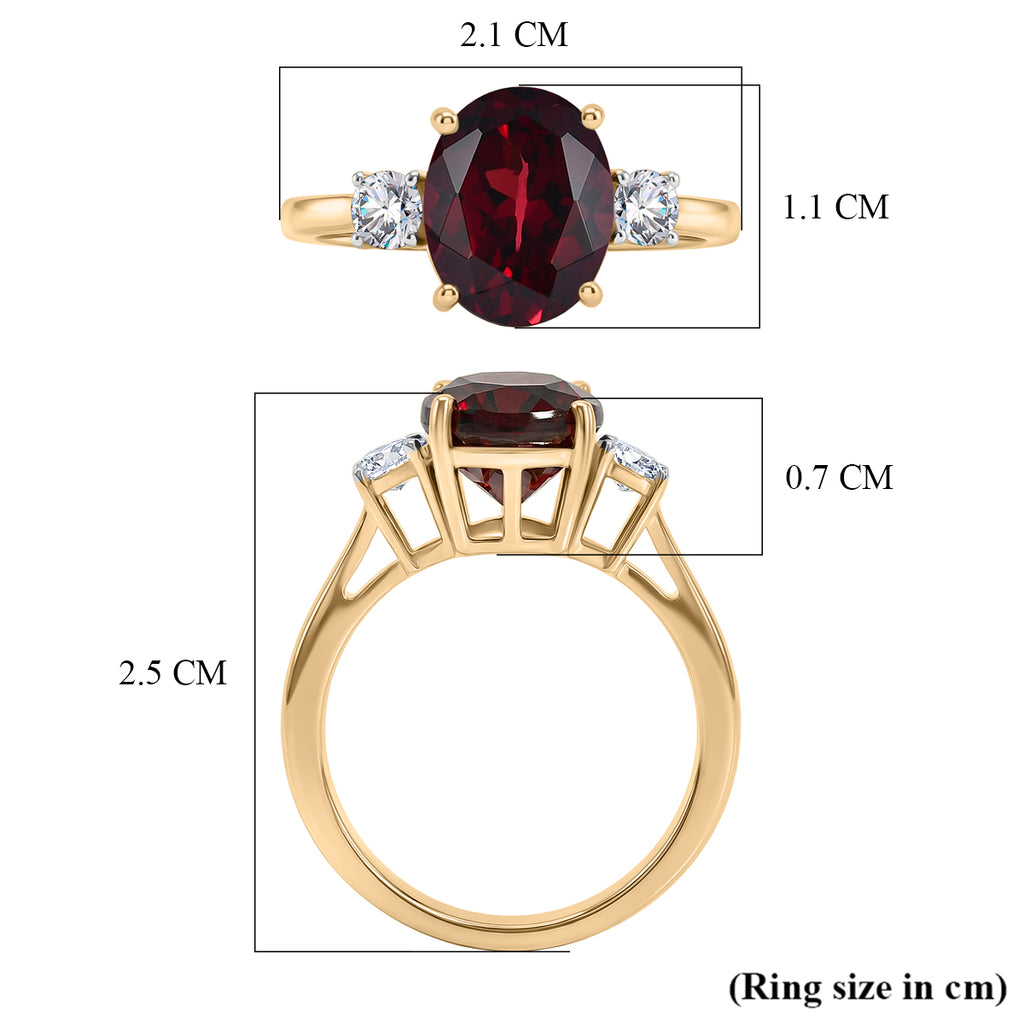 Biggest Size- 9K Yellow Gold Premium Orissa Natural Rhodolite Garnet & Lab Grown Diamond (SI/GH) Ring 4.20 Ct._8412191_5