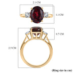 Biggest Size- 9K Yellow Gold Premium Orissa Natural Rhodolite Garnet & Lab Grown Diamond (SI/GH) Trilogy Ring 4.20 Ct._8412193_5