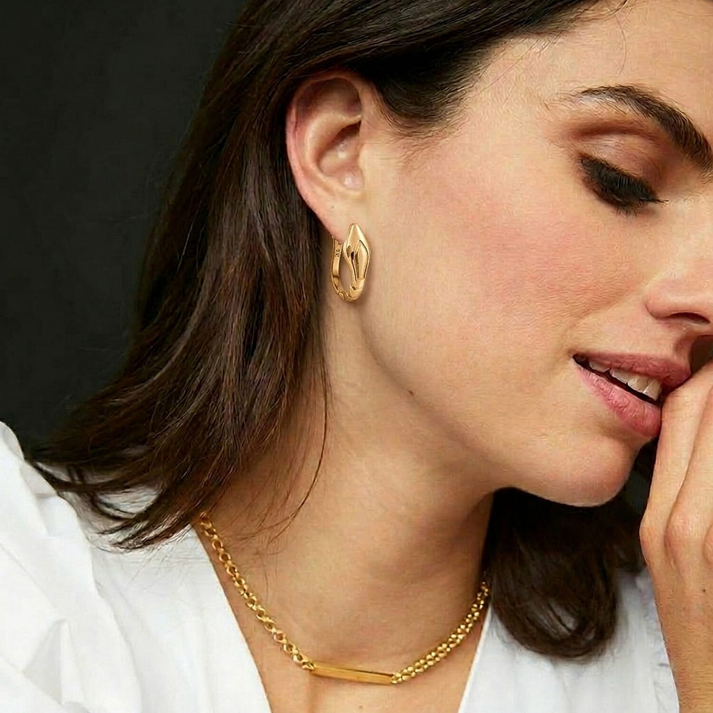 Royal Bali Collection - 9K Yellow Gold Hoop Earring with Clasp_8412220_3