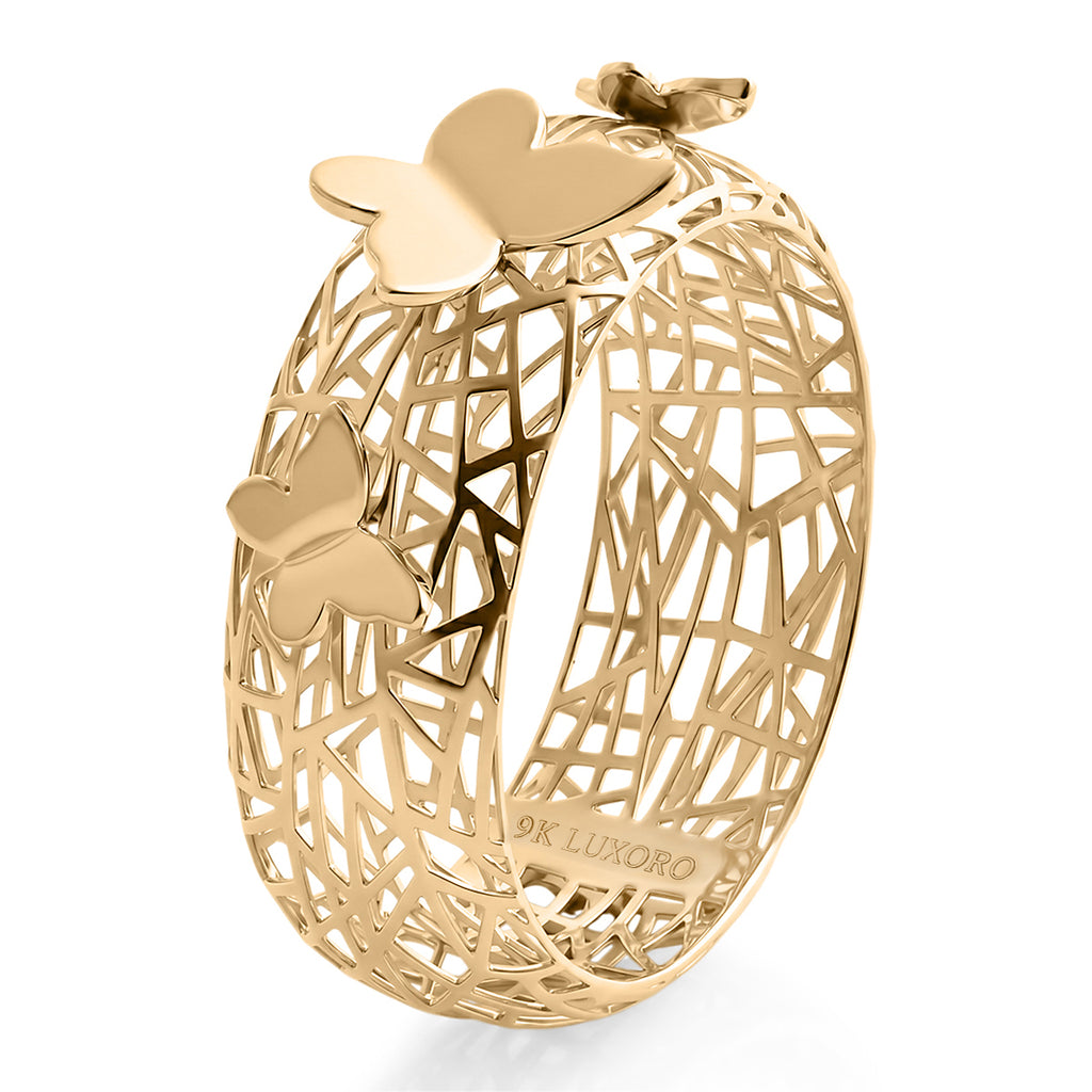 Royal Bali Collection - 9K Yellow Gold Filigree Butterfly Ring_8412231_3