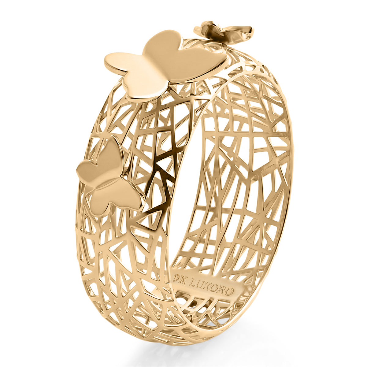 LUXORO - 9K Yellow Gold Butterfly Lattice Band Ring 8412231 4