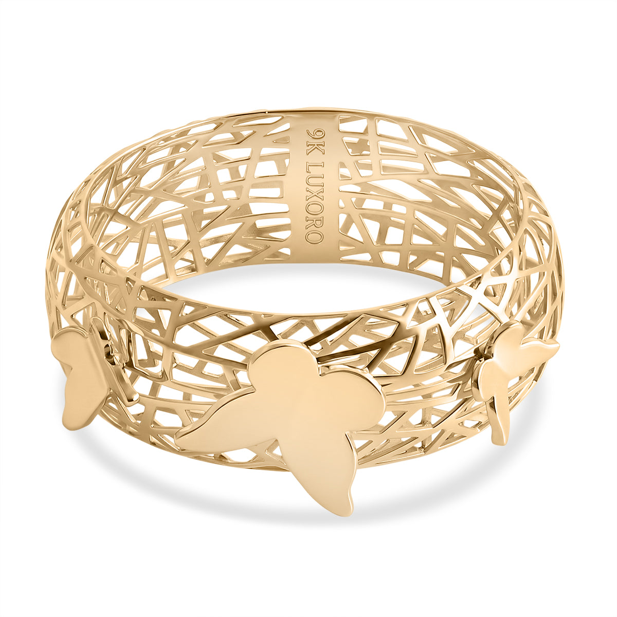 LUXORO - 9K Yellow Gold Butterfly Lattice Band Ring 8412231 5