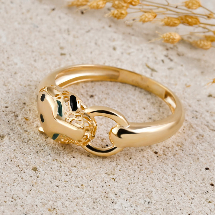 Royal Bali Collection - 9K Yellow Gold Designer Panther Ring 8412240 2
