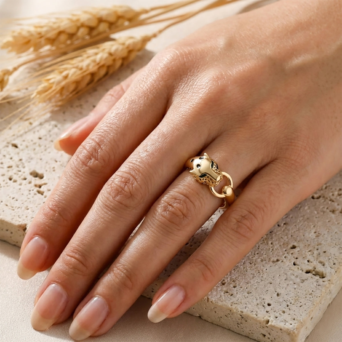 Royal Bali Collection - 9K Yellow Gold Designer Panther Ring 8412240 3