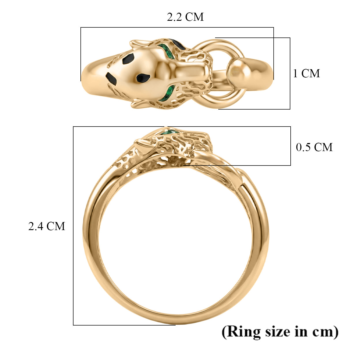 Royal Bali Collection - 9K Yellow Gold Designer Panther Ring 8412240 6