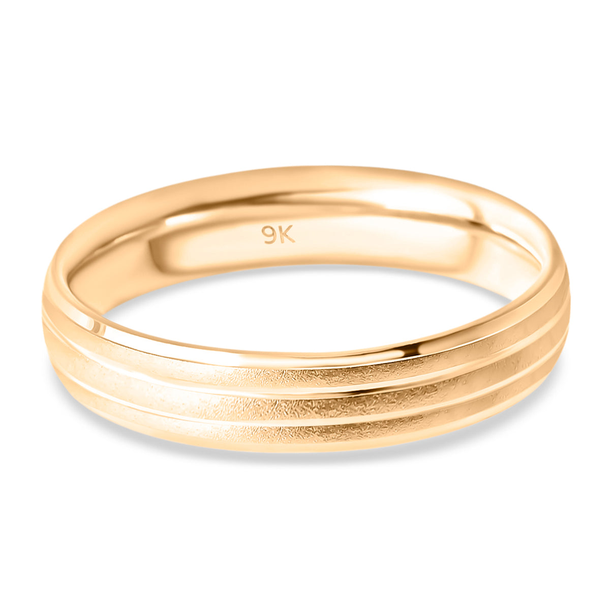 Designer Inspired- 9K Yellow Gold Grooved Band Ring V32571897 0