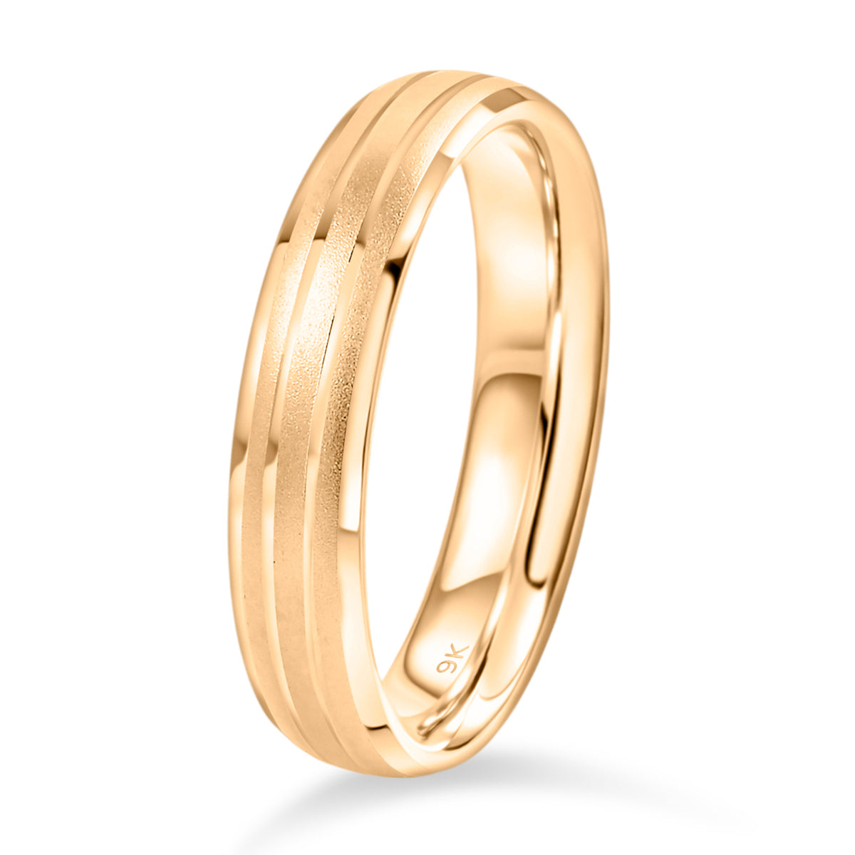 Designer Inspired- 9K Yellow Gold Grooved Band Ring V32571897 6