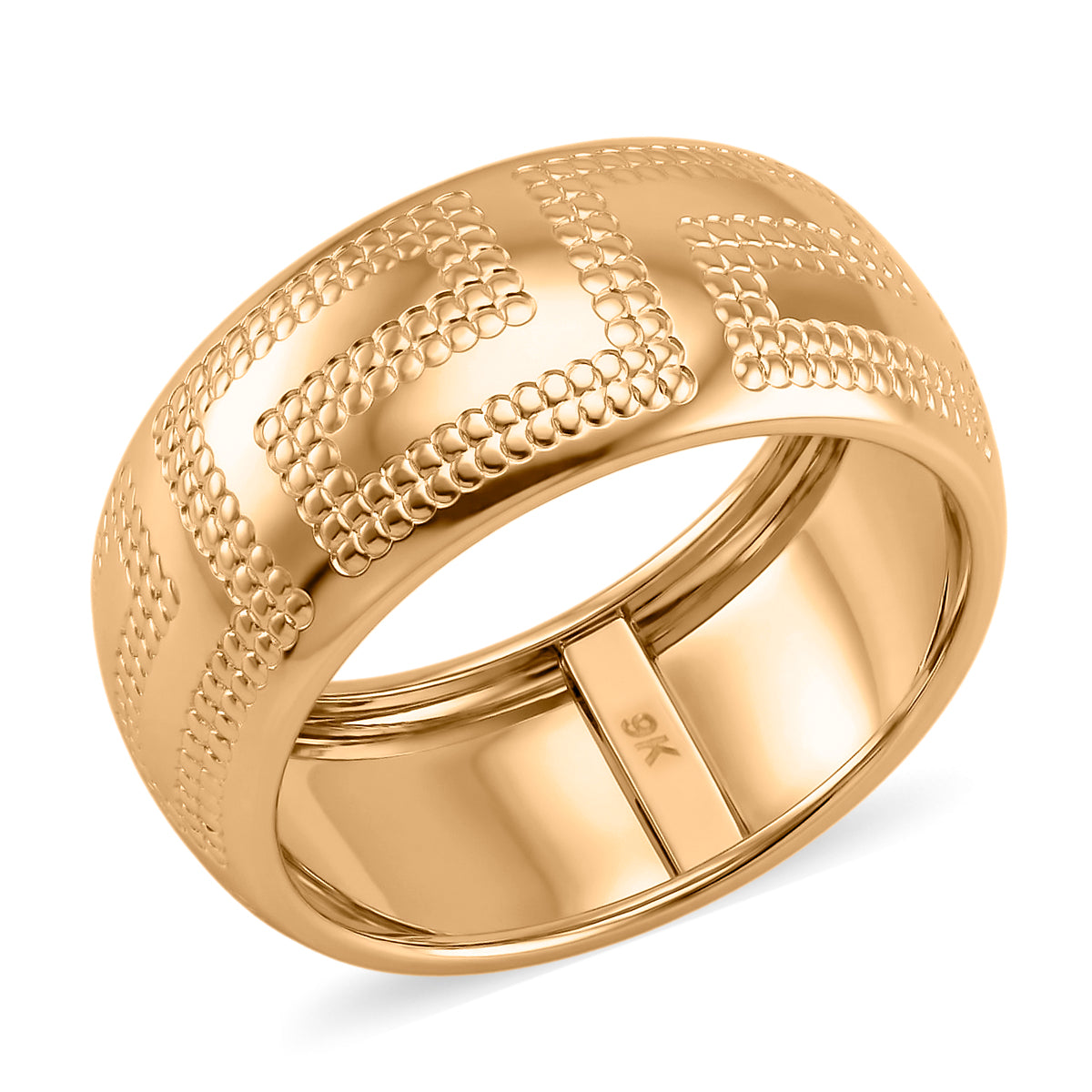 9K Yellow Gold Greek Key Design Band Ring 8412268 0