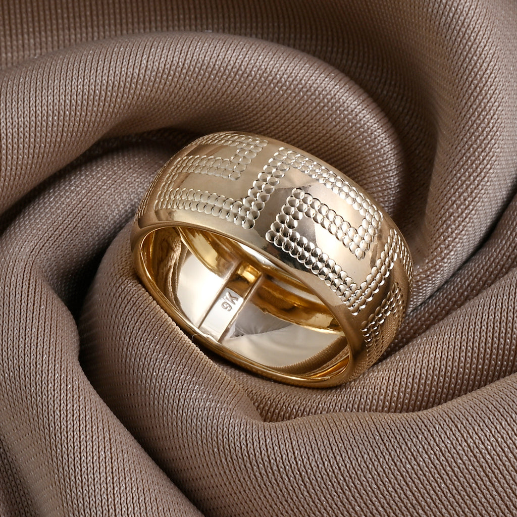 9K Yellow Gold Greek Key Design Band Ring_8412268_2