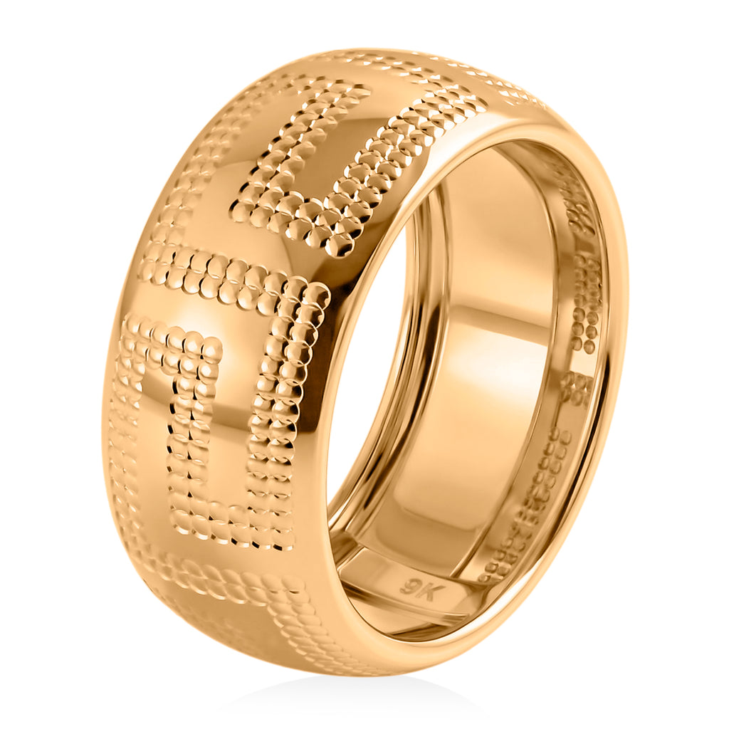 9K Yellow Gold Greek Key Design Band Ring_8412268_3