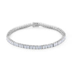 D'Joy Royal Asscher Cut Moissanite Tennis Bracelet (Size - 8) in Rhodium Overlay Sterling Silver 9.30 Ct, Silver Wt. 10.50 Gms_8412761