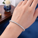 D'Joy Royal Asscher Cut Moissanite Tennis Bracelet (Size - 8) in Rhodium Overlay Sterling Silver 9.30 Ct, Silver Wt. 10.50 Gms_8412761_2
