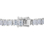 D'Joy Royal Asscher Cut Moissanite Tennis Bracelet (Size - 8) in Rhodium Overlay Sterling Silver 9.30 Ct, Silver Wt. 10.50 Gms_8412761_3