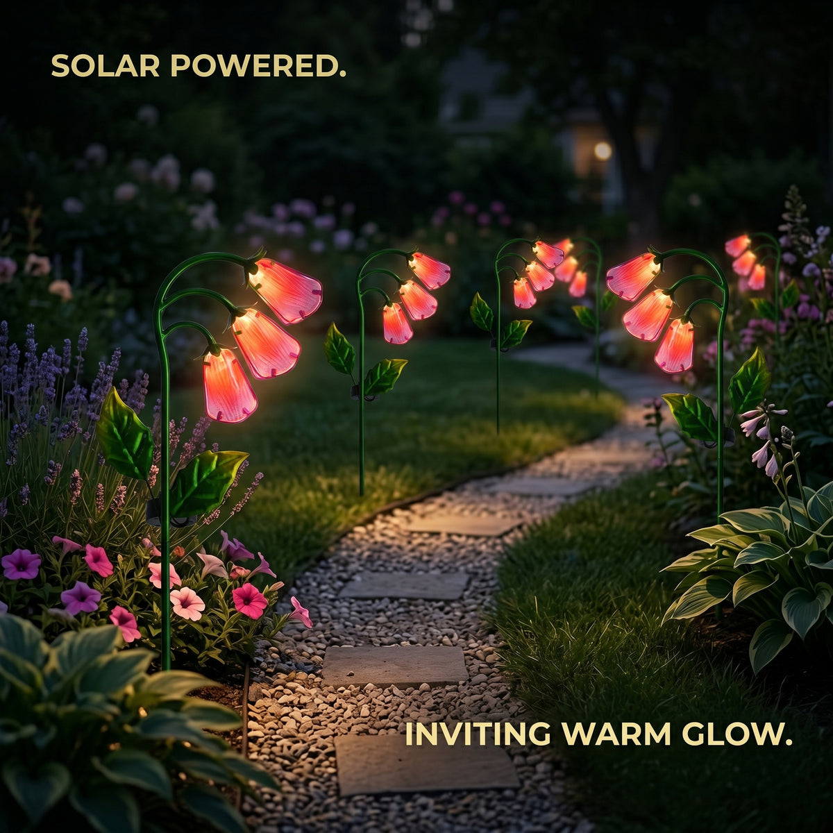LIVMORE Solar Glass Foxglove Flower Garden Stake (87cm) - Pink &amp; Green 8412806 4