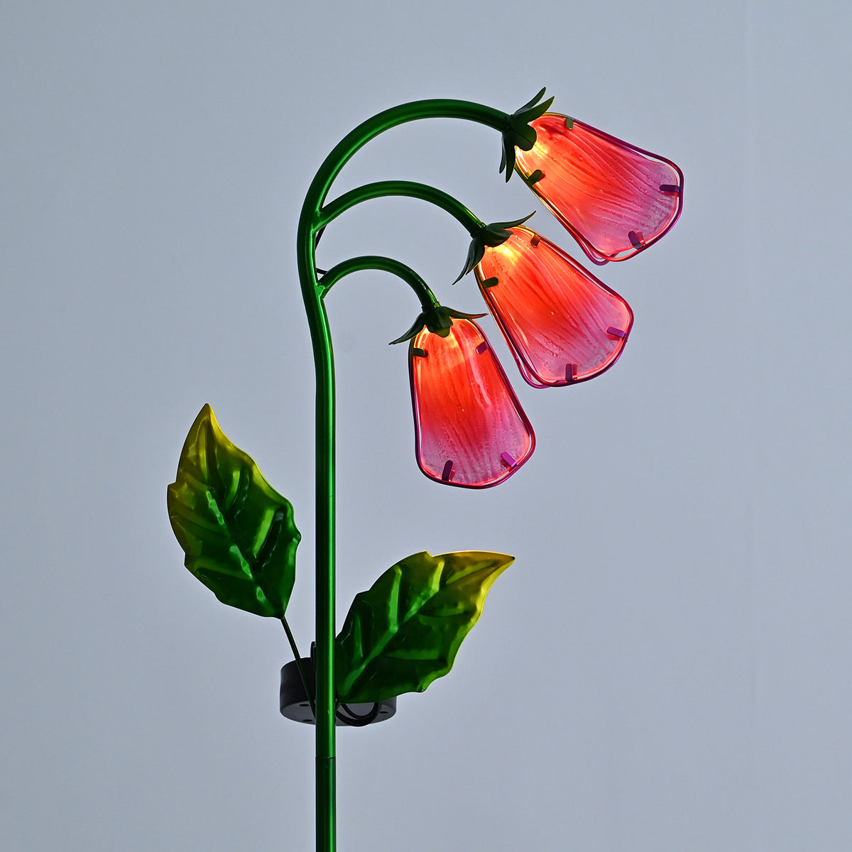 LIVMORE Solar Glass Foxglove Flower Garden Stake (87cm) - Pink &amp; Green 8412806 6