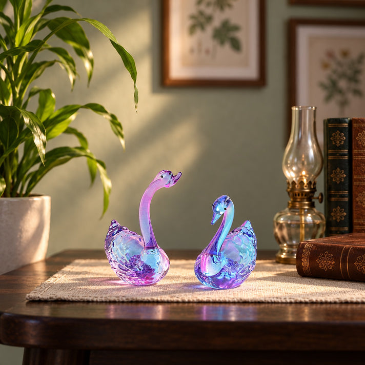 Livmore Set of 2 Swan Glass Decor - Purple 8412884 2