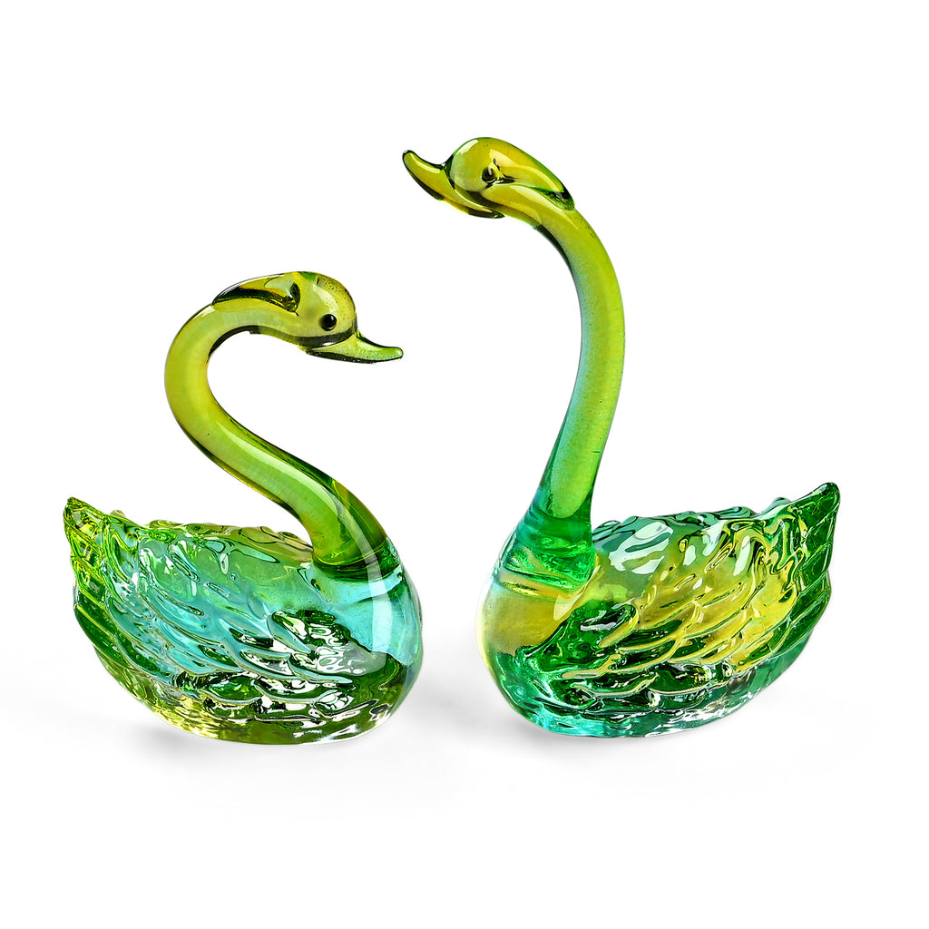 Livmore Set of 2 Swan Glass Decor - Green_8412885