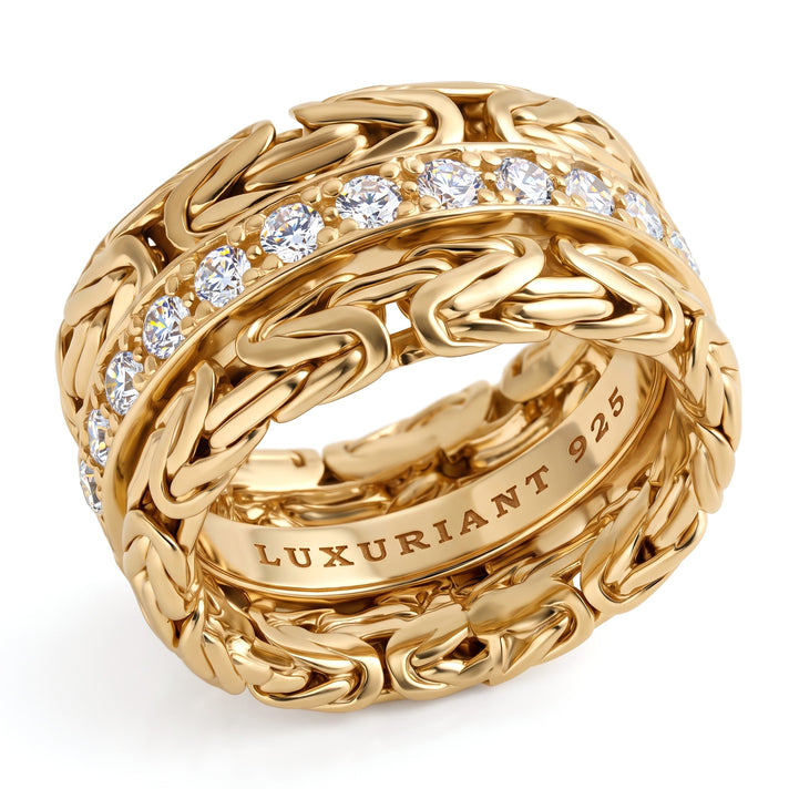 LUXURIANT Lab Grown Diamond Half-Eternity Ring in 22K Vermeil Yellow Gold Plated Sterling Silver (SI-GH) 8413259 1