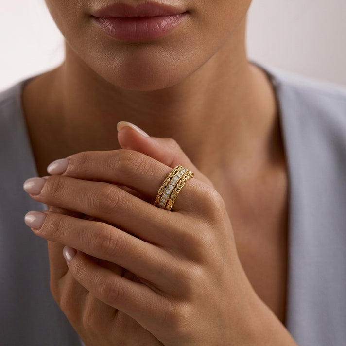 LUXURIANT Lab Grown Diamond Half-Eternity Ring in 22K Vermeil Yellow Gold Plated Sterling Silver (SI-GH) 8413259 2