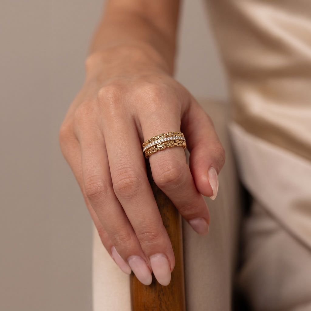 Luxuriant Lab Grown Diamond Ring in 22K Vermeil Yellow Gold Plated Sterling Silver, Silver Wt. 12.07 Gms_8413260_2