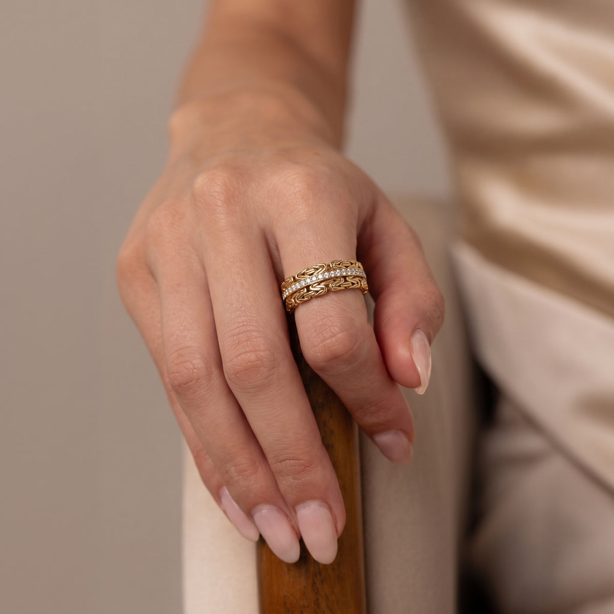 LUXURIANT Lab Grown Diamond Half-Eternity Ring in 22K Vermeil Yellow Gold Plated Sterling Silver (SI-GH) V32729477 2