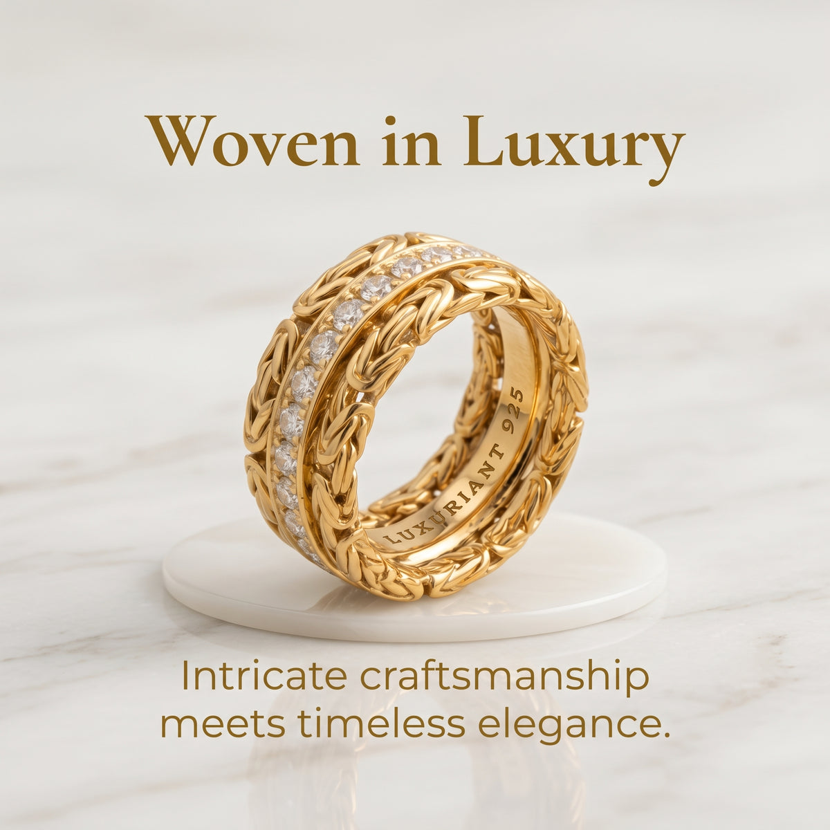 LUXURIANT Lab Grown Diamond Half-Eternity Ring in 22K Vermeil Yellow Gold Plated Sterling Silver (SI-GH) V32729477 3