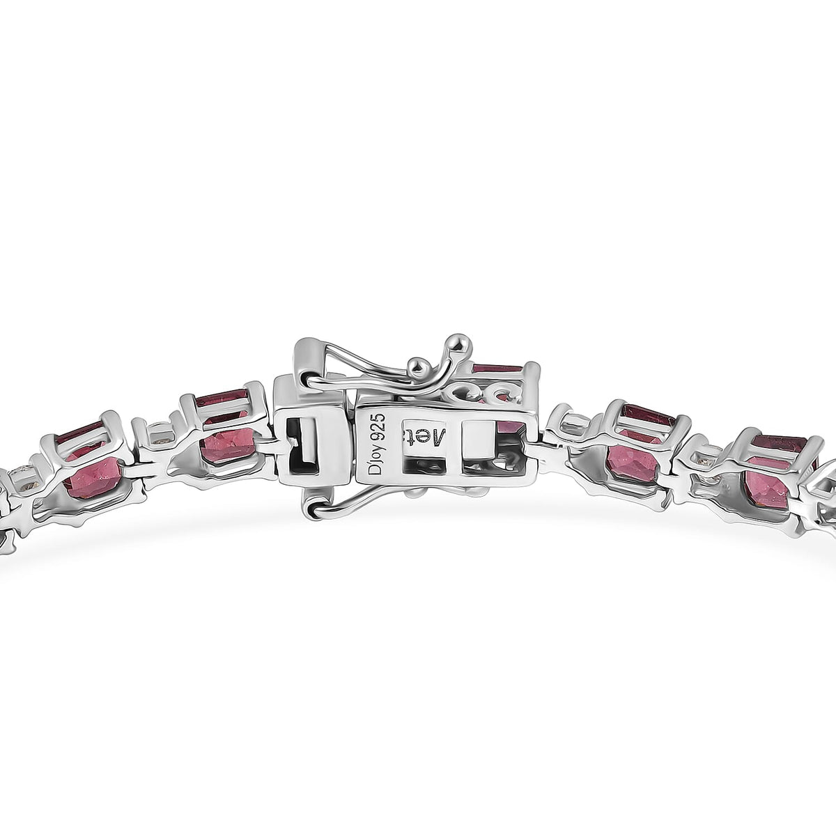 D'Joy Orissa Natural Rhodolite Garnet &amp; White Zircon Tennis Bracelet (Size - 8) in Rhodium Overlay Sterling Silver 14.85 Ct. 8413280 4