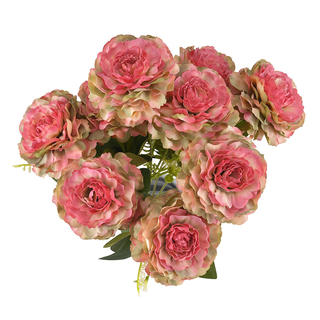 9-Heads Artificial Flower Bush (43cm) - Pink_8413445_3