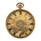 Rotating Gears Roman Numeral Timepiece - Industrial Moving Cog Skeleton Clock (26.8cm Dia) - Gold_8413465