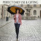 Double Layer Inverted Windproof Manual Open Stick Reverse Umbrella - Yellow & Black_8413526_2