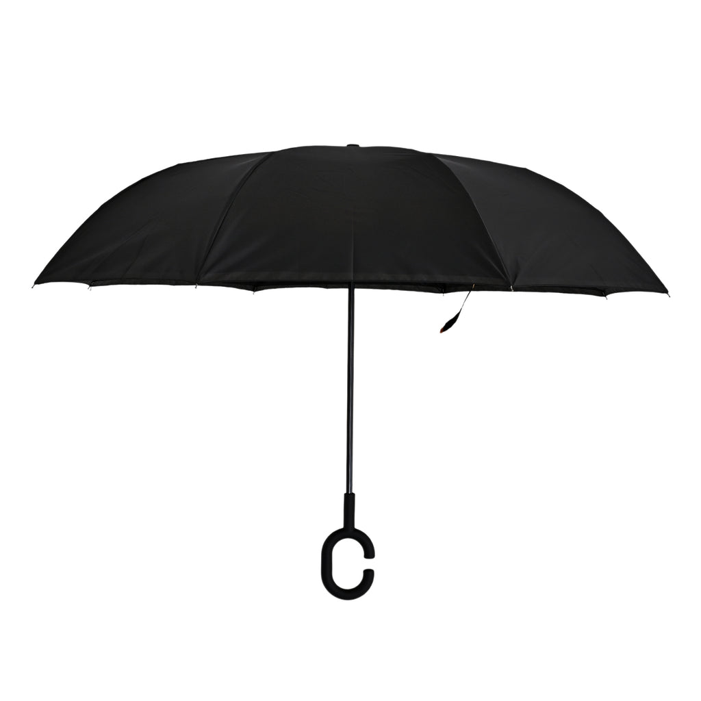 Double Layer Inverted Windproof Manual Open Stick Reverse Umbrella - Yellow & Black_8413526_3