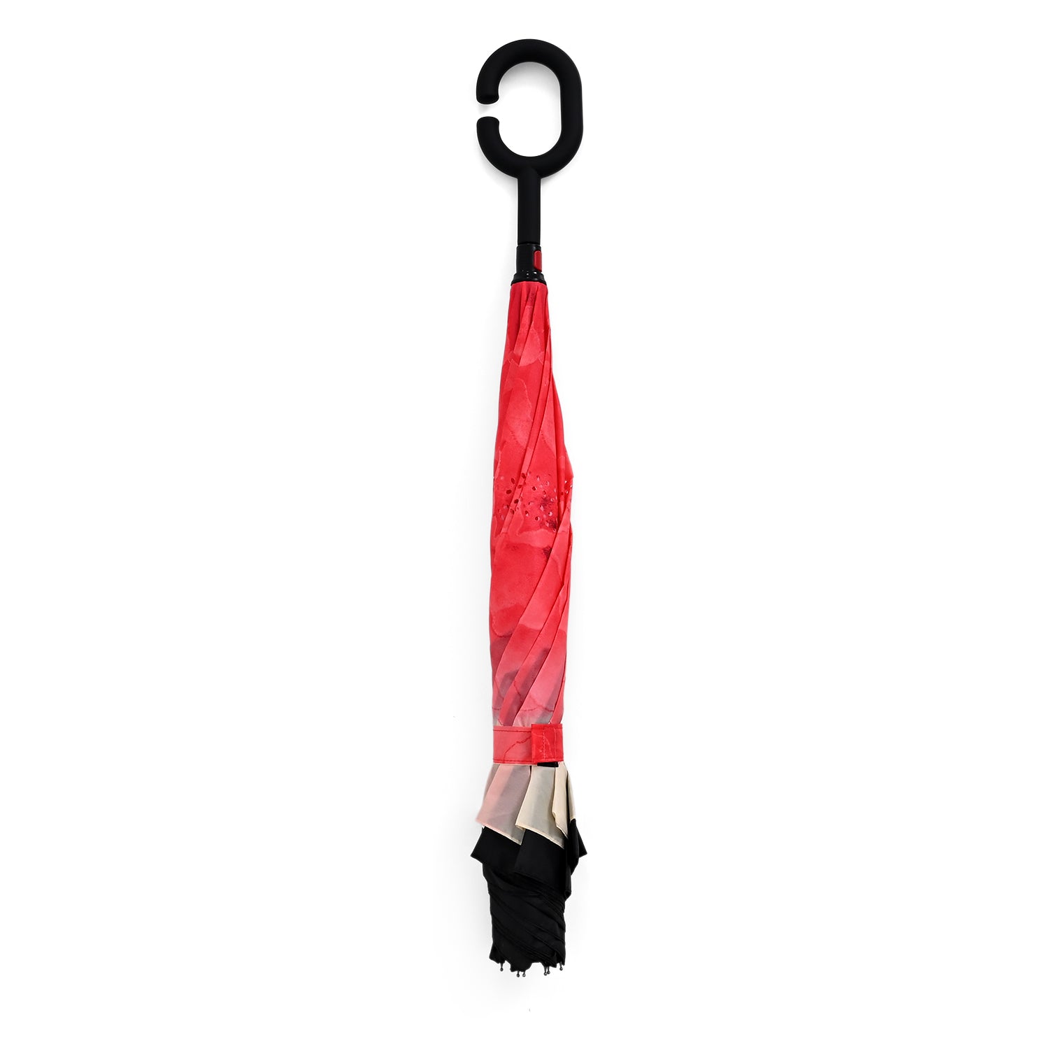 Double Layer Inverted Windproof Manual Open Stick Reverse Umbrella - Pink &amp; Black V32527362 0