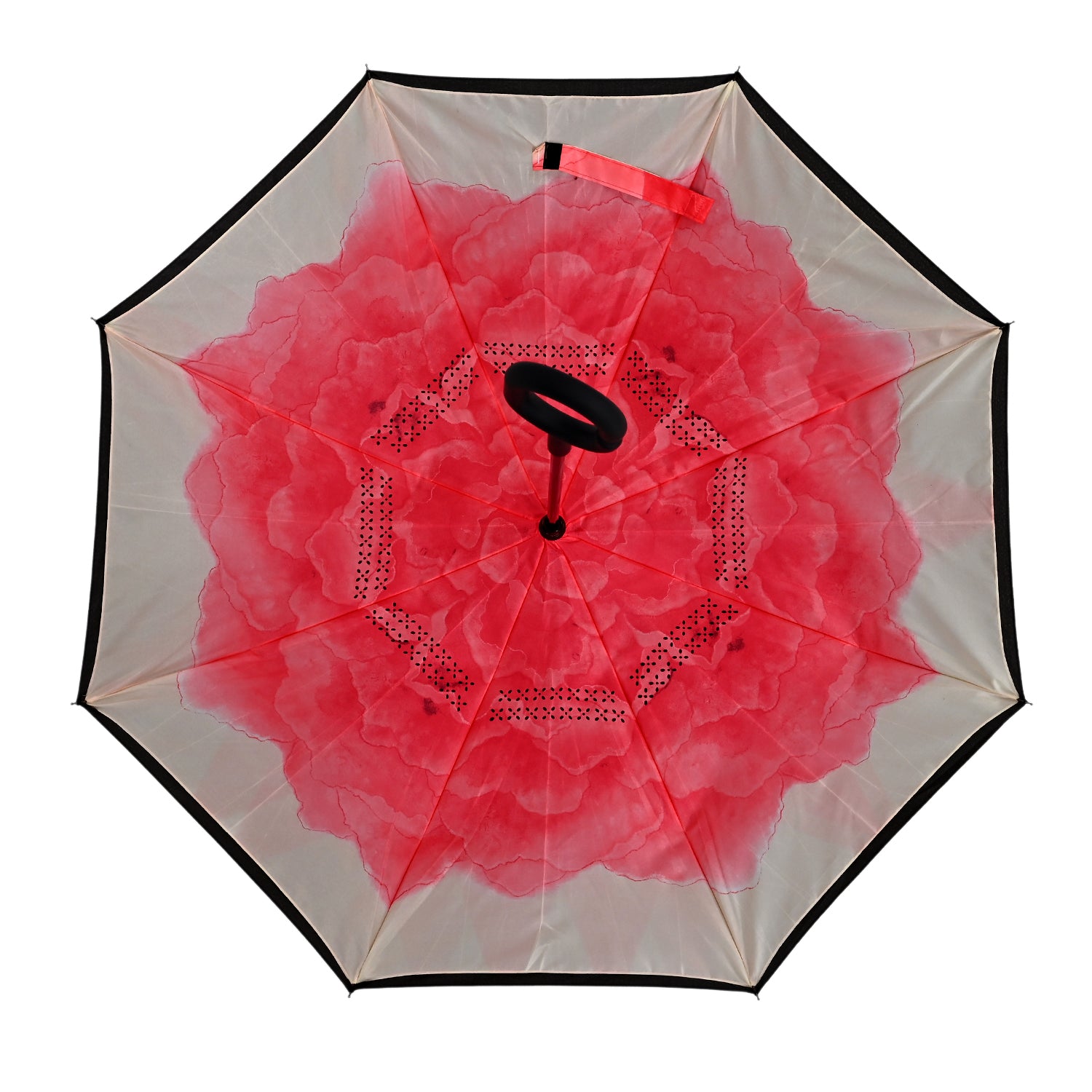 Double Layer Inverted Windproof Manual Open Stick Reverse Umbrella - Pink &amp; Black V32527362 5