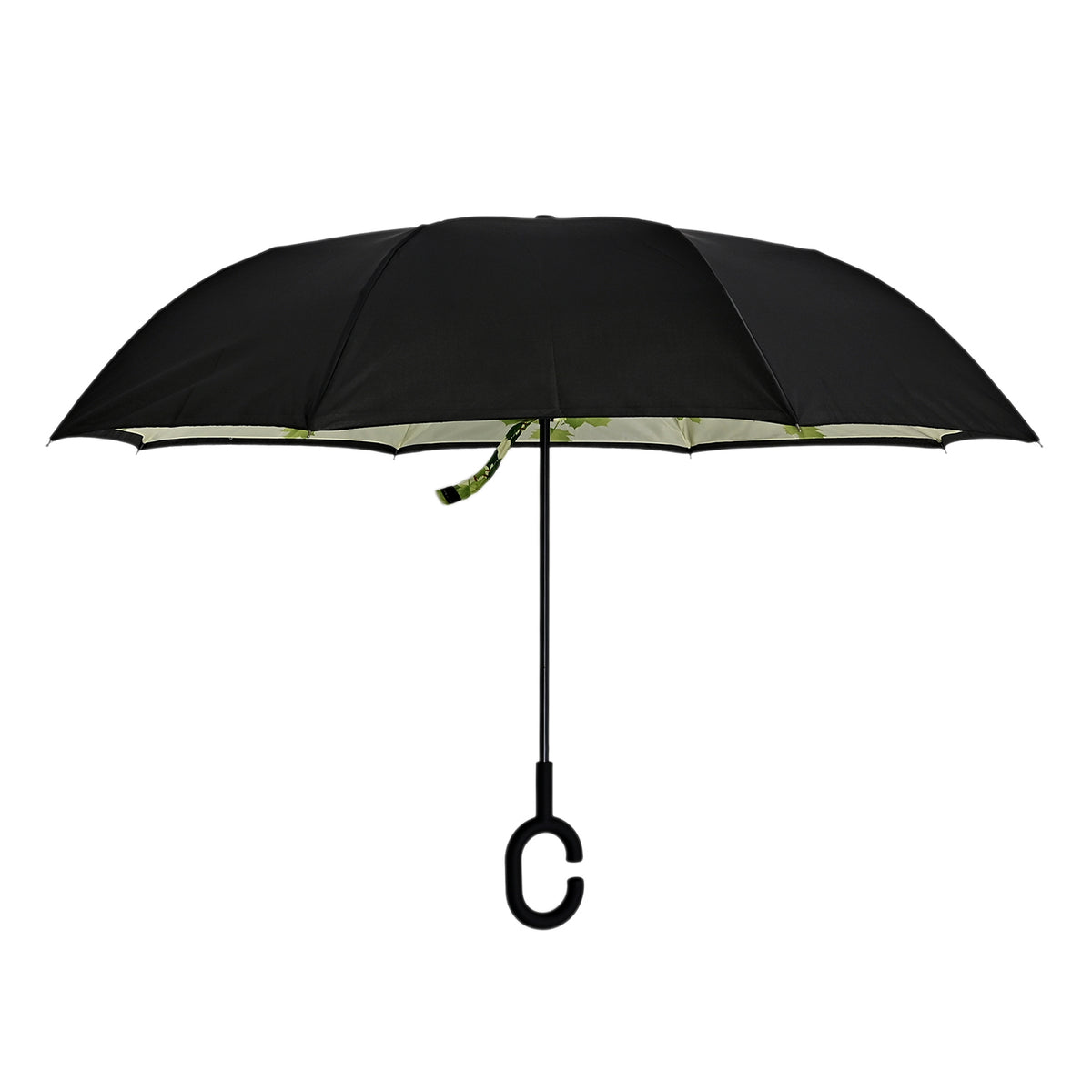 Double Layer Inverted Windproof Manual Open Stick Reverse Umbrella - Green &amp; Black V32527134 3