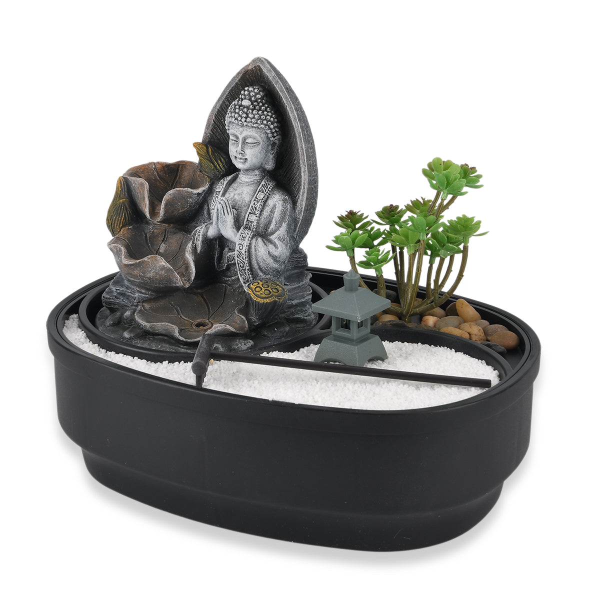 Buddha with Bonsai Tree USB Indoor Tabletop Zen Water Fountain (27.5 x 19 x 21 cm) - Black 8413630 3