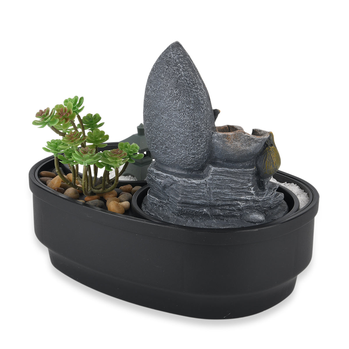 Buddha with Bonsai Tree USB Indoor Tabletop Zen Water Fountain (27.5 x 19 x 21 cm) - Black 8413630 5